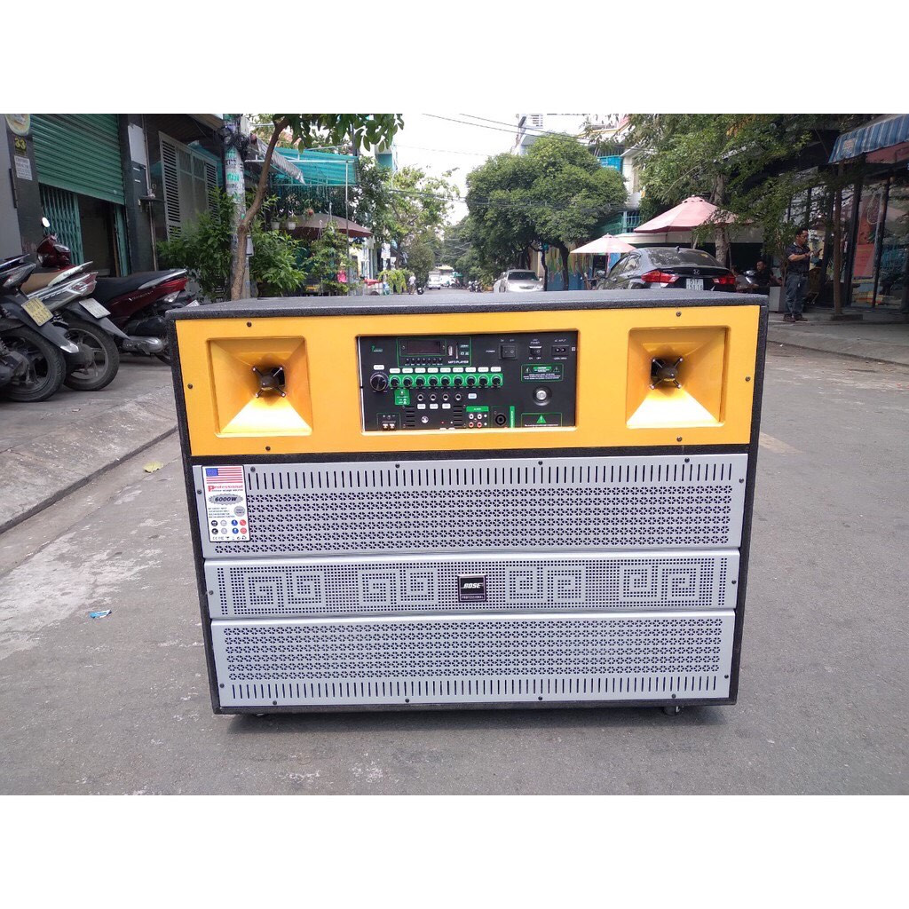 Loa kéo di động 4 tấc đôi ngang Bose 906 - Loa khủng long - 2 bass 2 treble - Công suất cực lớn 6000W - Âm thanh khủng - Dàn karaoke di động - Kèm 2 micro không dây UHF