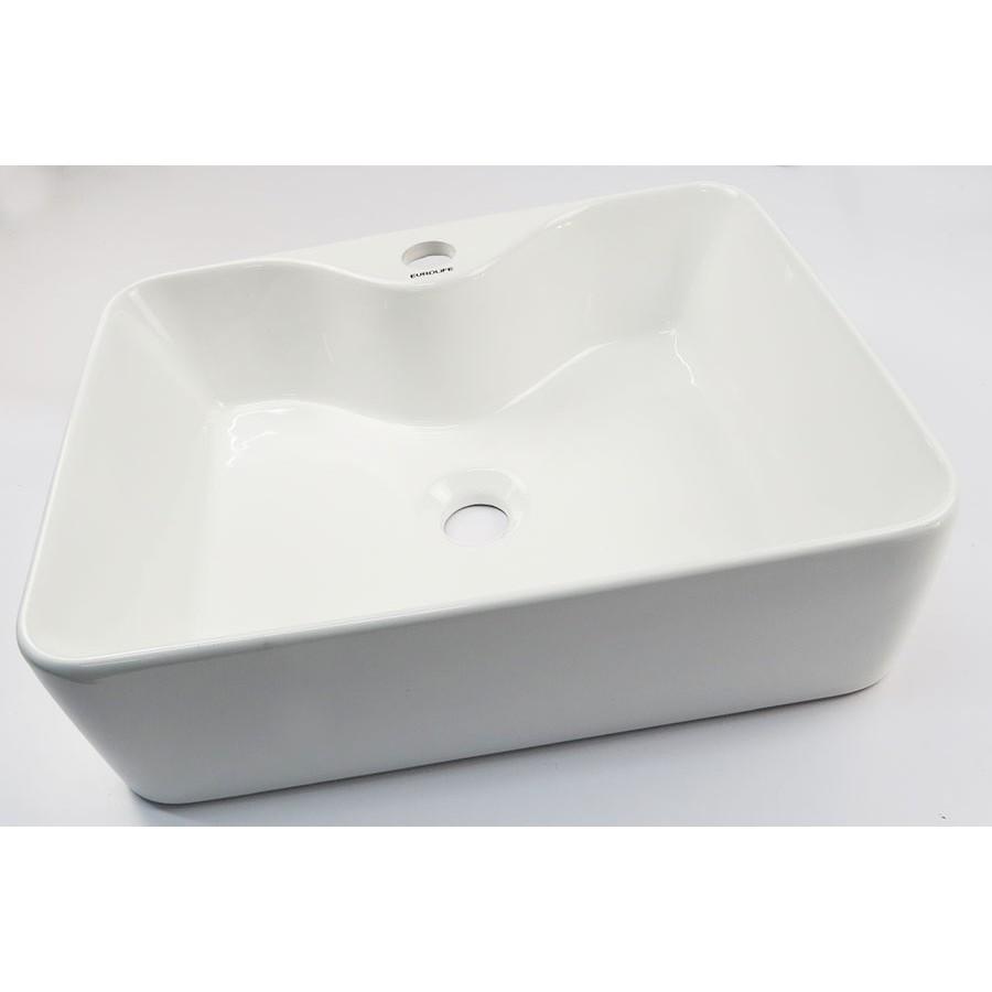 Hình ảnh Chậu Lavabo sứ vuông dương bàn, men Nano tuyết sáng bóng Eurolife EL-LVB04 (Trắng)