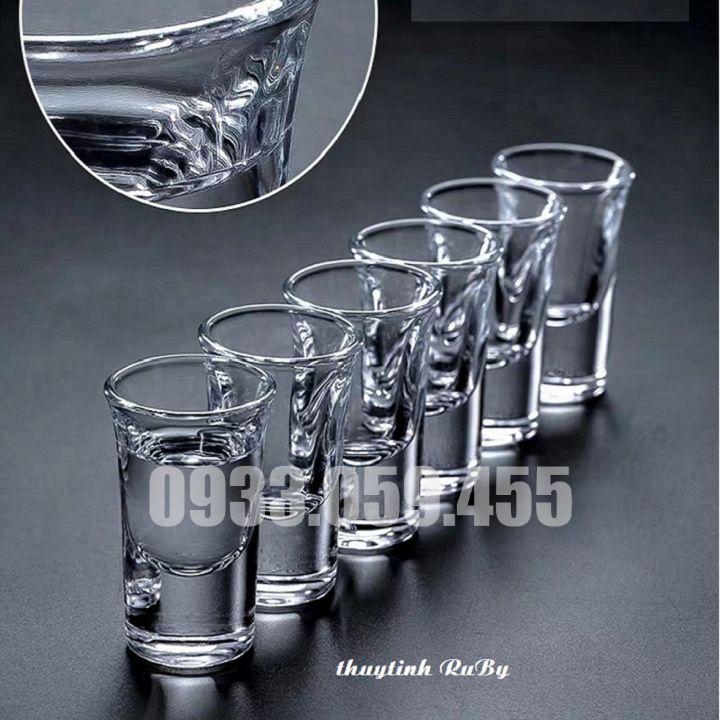 Bộ 6 Ly Rượu Shot Thủy Tinh cao cấp 34ML, Ly uống Rượu đế dày wine glass