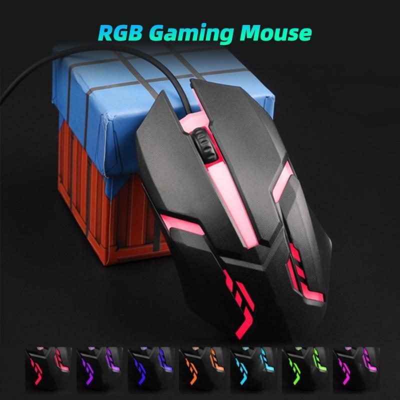 Chuột quang chơi game ANKNDO có dây tích hợp và đèn nền 7 màu RGB không gây tiếng ồn dành cho laptop và PC
