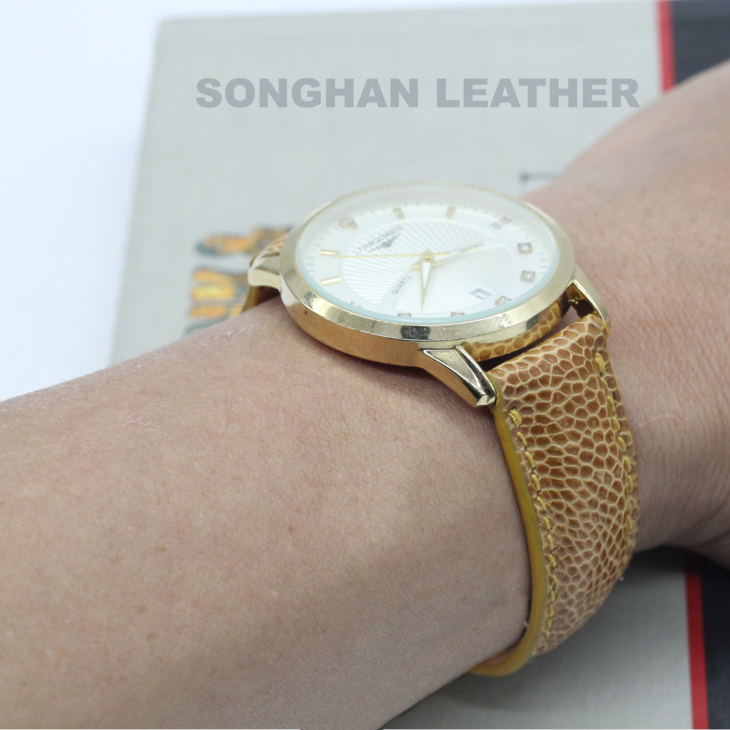 Dây Đồng Hồ. Dây Da Đà Điểu Gắn Chốt Thông Minh Kèm Khóa Gập Cao Cấp Chính Hãng Songhan Leather.Nhiều Size, Nhiều Màu.BẢO HÀNH 6 THÁNG
