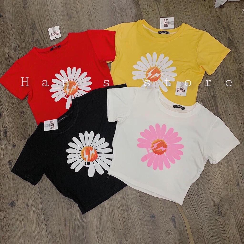 ÁO CROPTOP IN HOA CÚC (KÈM ẢNH THẬT