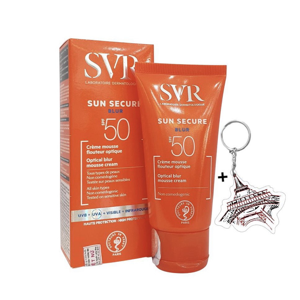 Kem Chống Nắng, Kem Lót Che Khuyết Điểm SVR Sun Secure Blur Spf 50+ 50ml + Tặng Kèm 1 Móc Khóa Hình Tour Eiffel Viền Đỏ