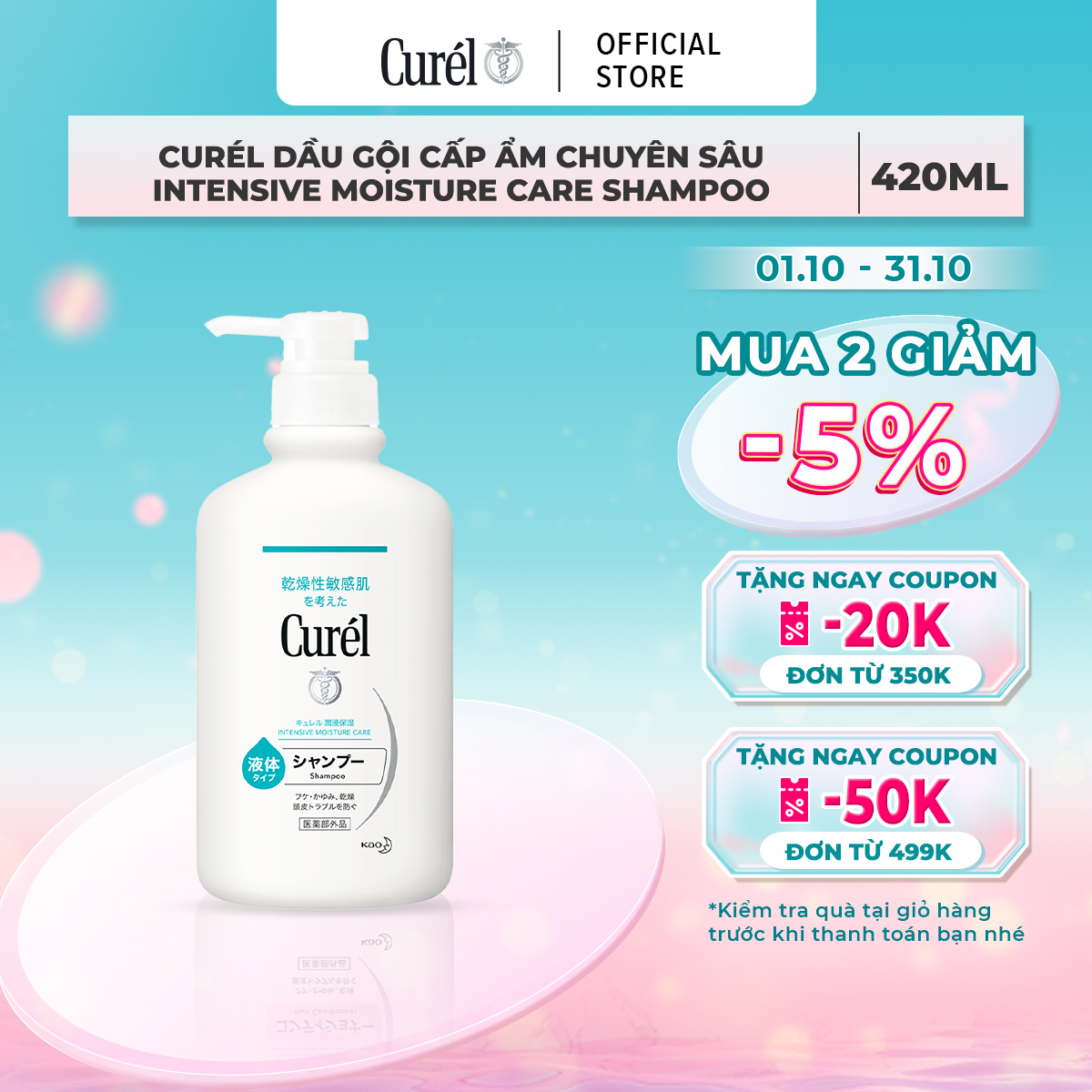 Dầu Gội Cấp Ẩm Chuyên Sâu Curel Intensive Moisture Care Shampoo 420ml