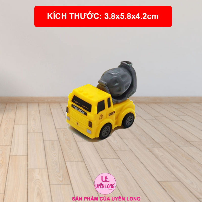 Xe Công Trình Chạy Cót Mini Cho Bé, Mô Hình Xe Giống Thật, Màu Sắc Đẹp, Nhựa An Toàn, Không Ba Via Góc Cạnh