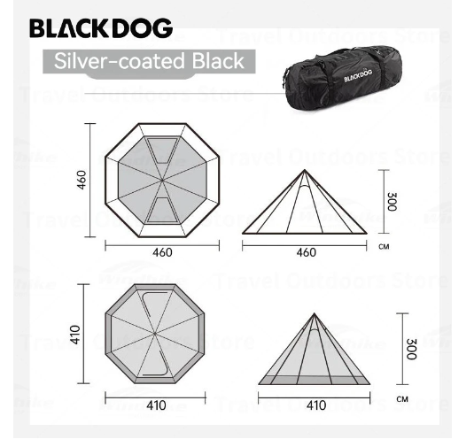 Lều Kim tự tháp bát giác cho 5-8 người Blackdog BD-ZP008