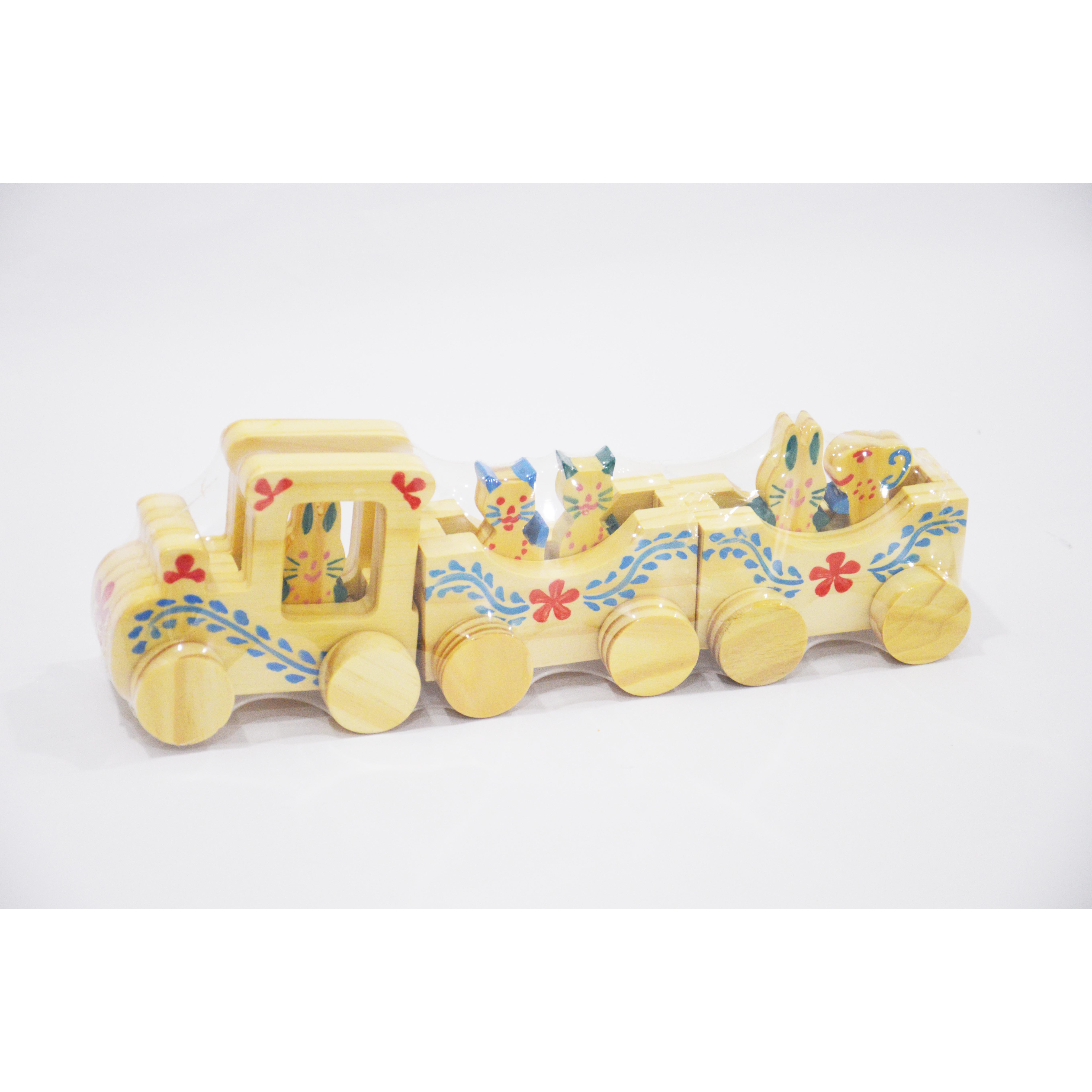 Bộ đồ chơi đoàn tàu gỗ làm từ chất liệu gỗ có độ bền cao, an toàn dành cho bé, dễ dàng cầm nắm vui chơi sáng tạo