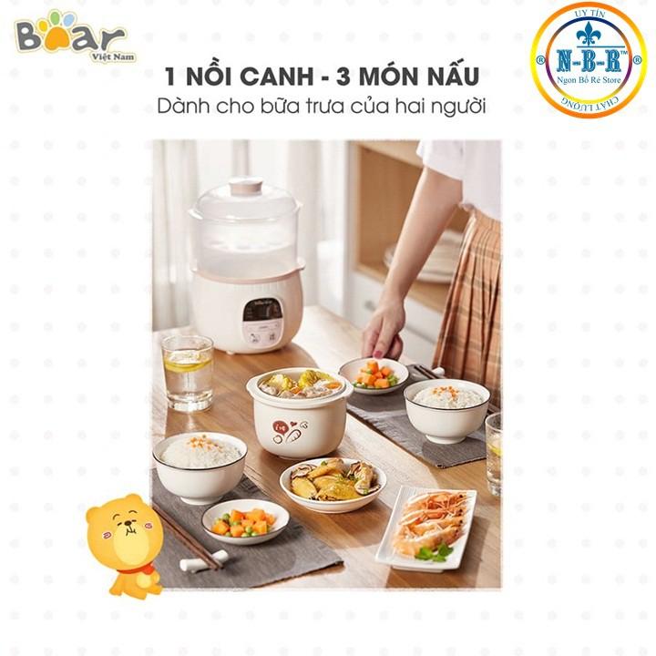 Nồi nấu cháo, Ninh, Hầm, Hấp cách thủy BEAR 4 IN 1 - HÀNG CHÍNH HÃNG