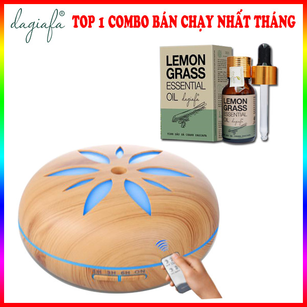 Máy Khuếch Tán Tinh Dầu Cao Cấp - Tặng Điều Khiển và Tinh Dầu Sả Chanh DAGIAFA Nguyên Chất Xông Phòng 15ml- Bền - Sang Trọng - Khử Mùi - Tạo Ẩm