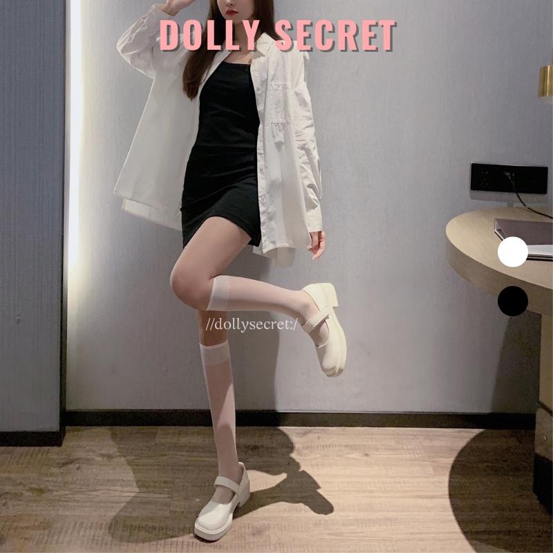 Tất Bắp Chân Lolita, Vớ JK Cosplay Học Sinh Nhật Bản Trắng Đen 42cm DOLLY SECRET T23