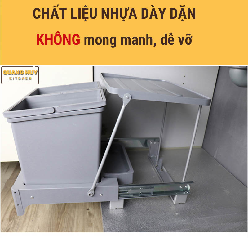 Thùng rác âm tủ bếp nhấn mở tự động cam kết chính hãng Grob