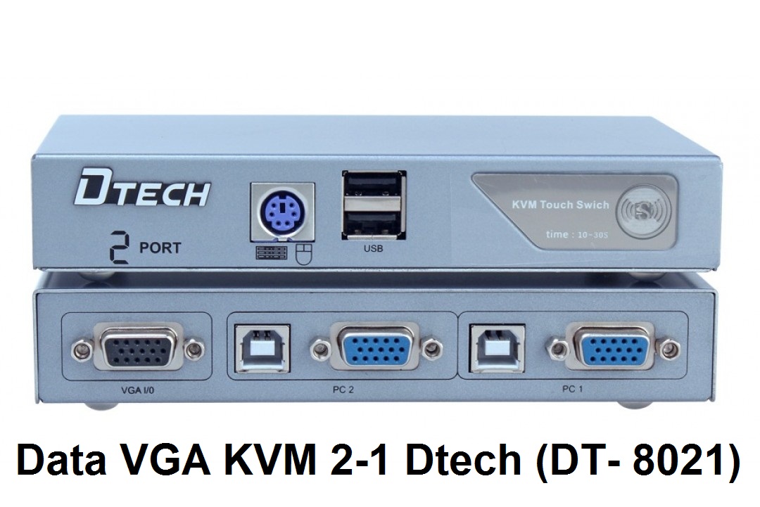 BỘ CHUYỂN NHIỀU CPU XÀI CHUNG 1 MÀN HÌNH DATA VGA KVM DTECH 500MHZ 2 CPU DT 8021 , 4 CPU DT 8041-hàng chính hãng