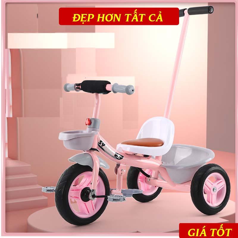 Xe Đạp Trẻ Em 3 Bánh Cán Đẩy Cho Bé Từ 2 Tuổi Trở Lên Khung Chắc Chắn, Chống Gỉ An Toàn, Tiện Lợi