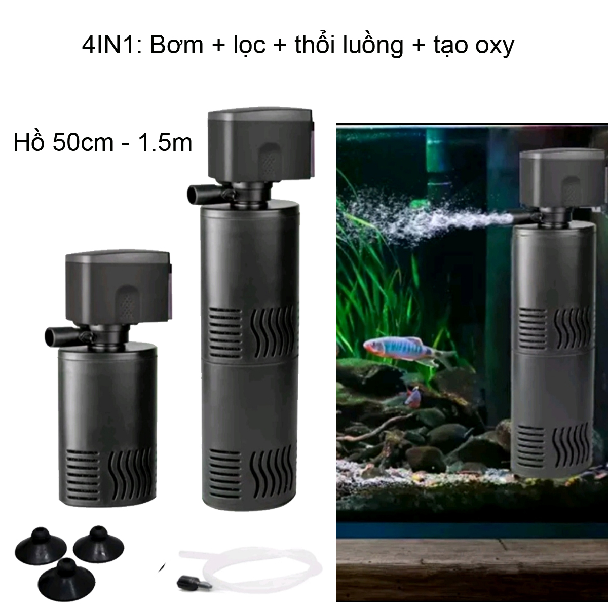 Máy Lọc Nước Bể Cá 3IN1: bơm lọc, tạo oxy, thổi luồng RX-2002F RX-2003F; RX-2004F cao cấp, tiết kiệm điện