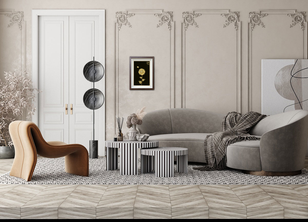 Tranh Hoa Hướng Dương 3D Mạ Vàng Cao Cấp Trang Trí Tường, Phòng Khách - HHD01
