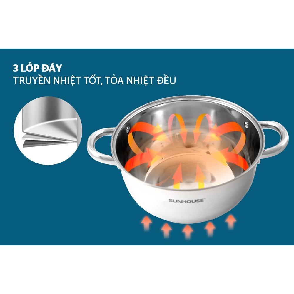 NỒI INOX 3 ĐÁY SH334 