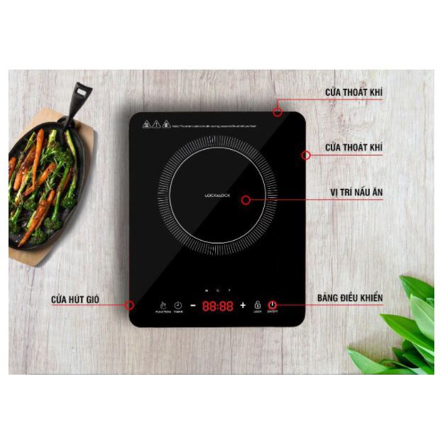 Bếp Từ Cảm Ứng Lock&Lock EJI411 Mặt Kính Cảm Ứng, Chế Độ Hẹn Giờ, Làm Mát Nhanh - Hàng Chính Hãng Tặng Combo Ống Hút + Cọ Rửa