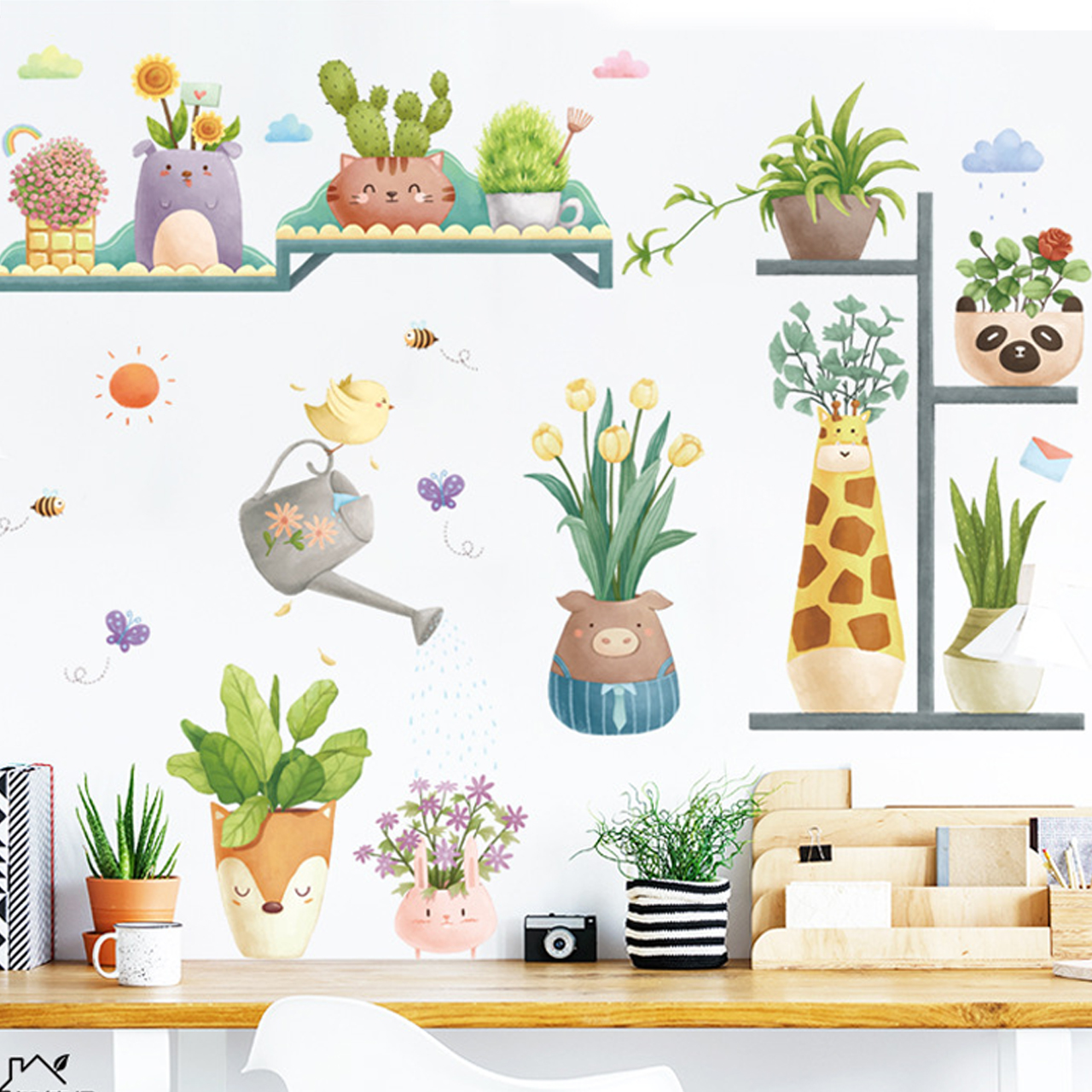 - Decal dán tường trang trí lớp mầm non- Kệ cây hươu cao cổ