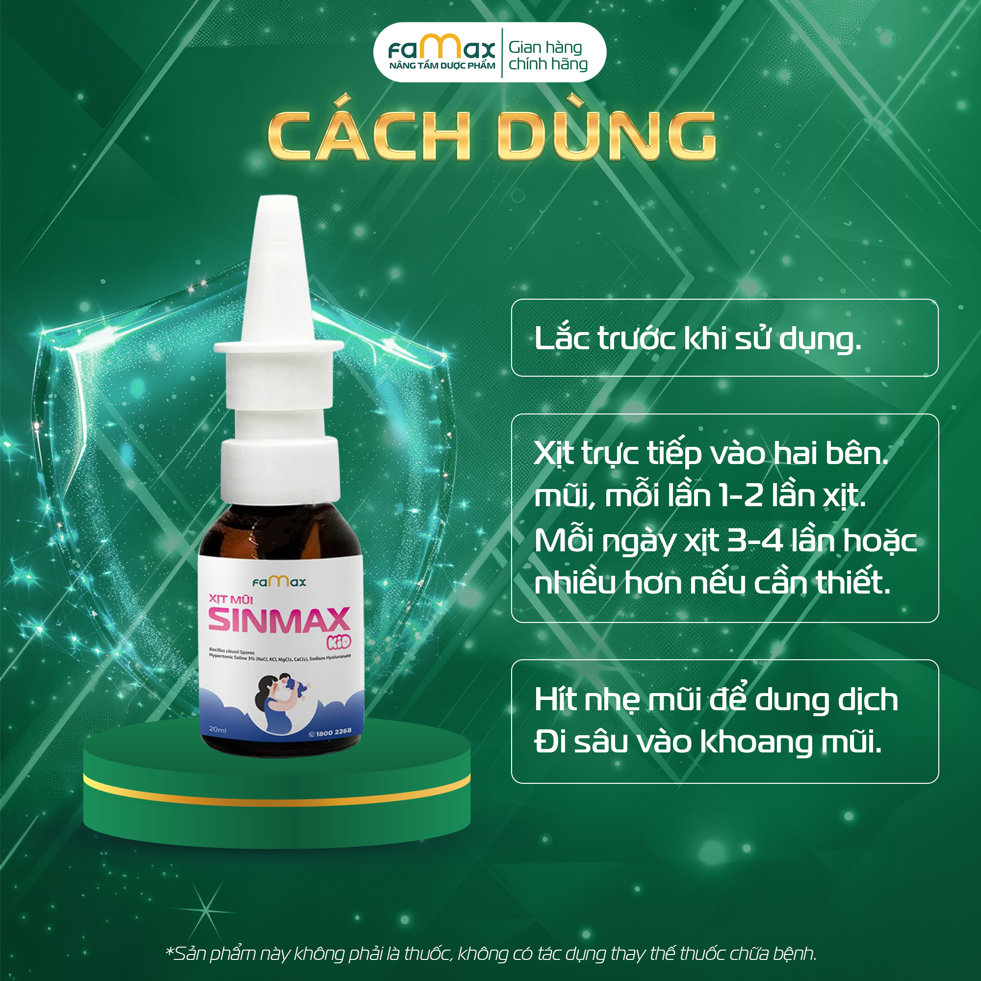 [FAMAX] Xịt mũi Sinmax Kid (20ml) dành cho trẻ nhỏ hỗ trợ giảm sổ, nghẹt, viêm mũi, viêm xoang