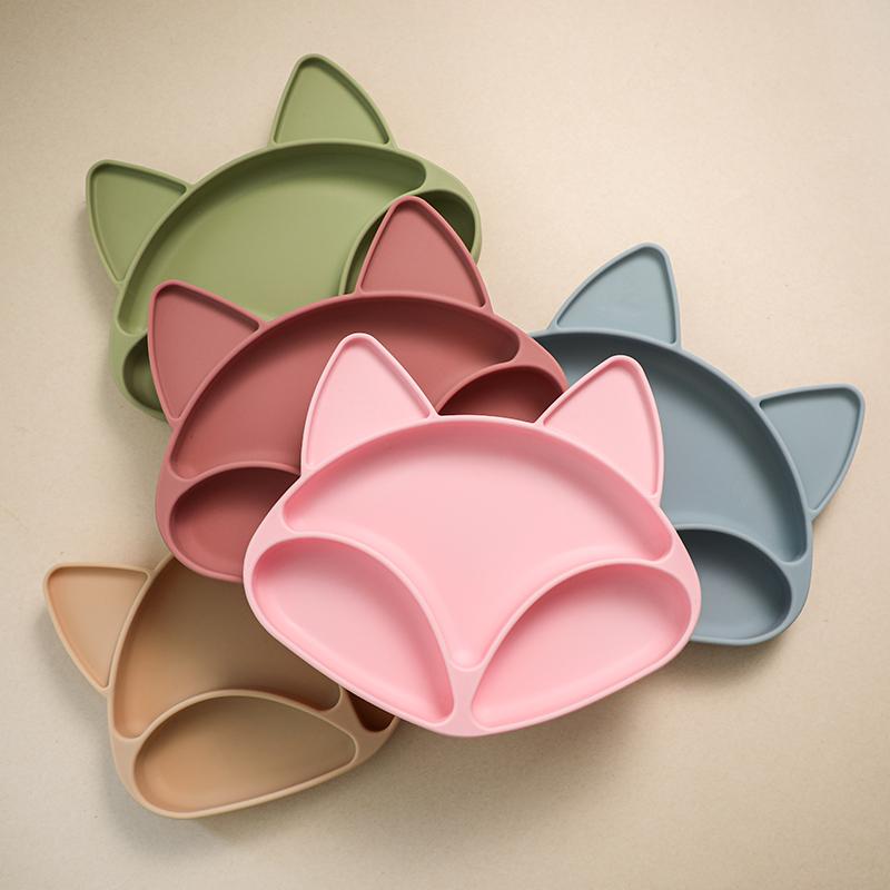 Trẻ Em Dễ Thương Silicone Cho Bé Tấm Đĩa Dùng Tiệc Bộ Hoạt Hình Fox Kids Của Bộ Đồ Ăn Cho Bé Món Ăn Trẻ Em Thứ Ăn Ser