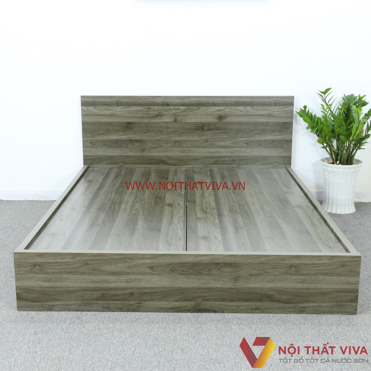 Giường Ngủ Gỗ MDF Melamine Màu Xanh Rêu Cá Tính Sang Trọng