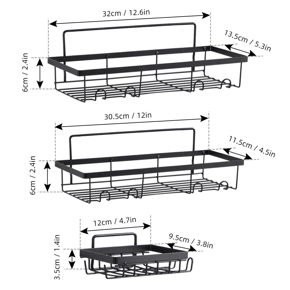 Adhesive Shower Caddy with Hooks No drilling Bathroom Shower Basket and Soap Dish Shower Storage Organizer