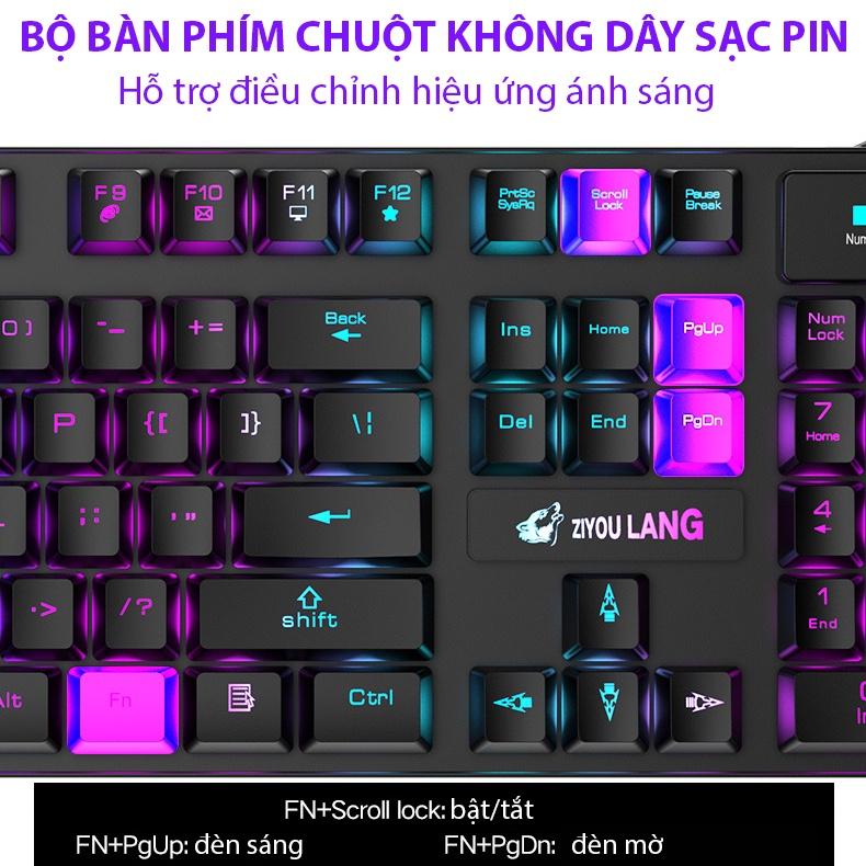 Bộ bàn phím chuột không dây Coputa chuột bàn phím gaming giả cơ chơi game Full LED RGB T3