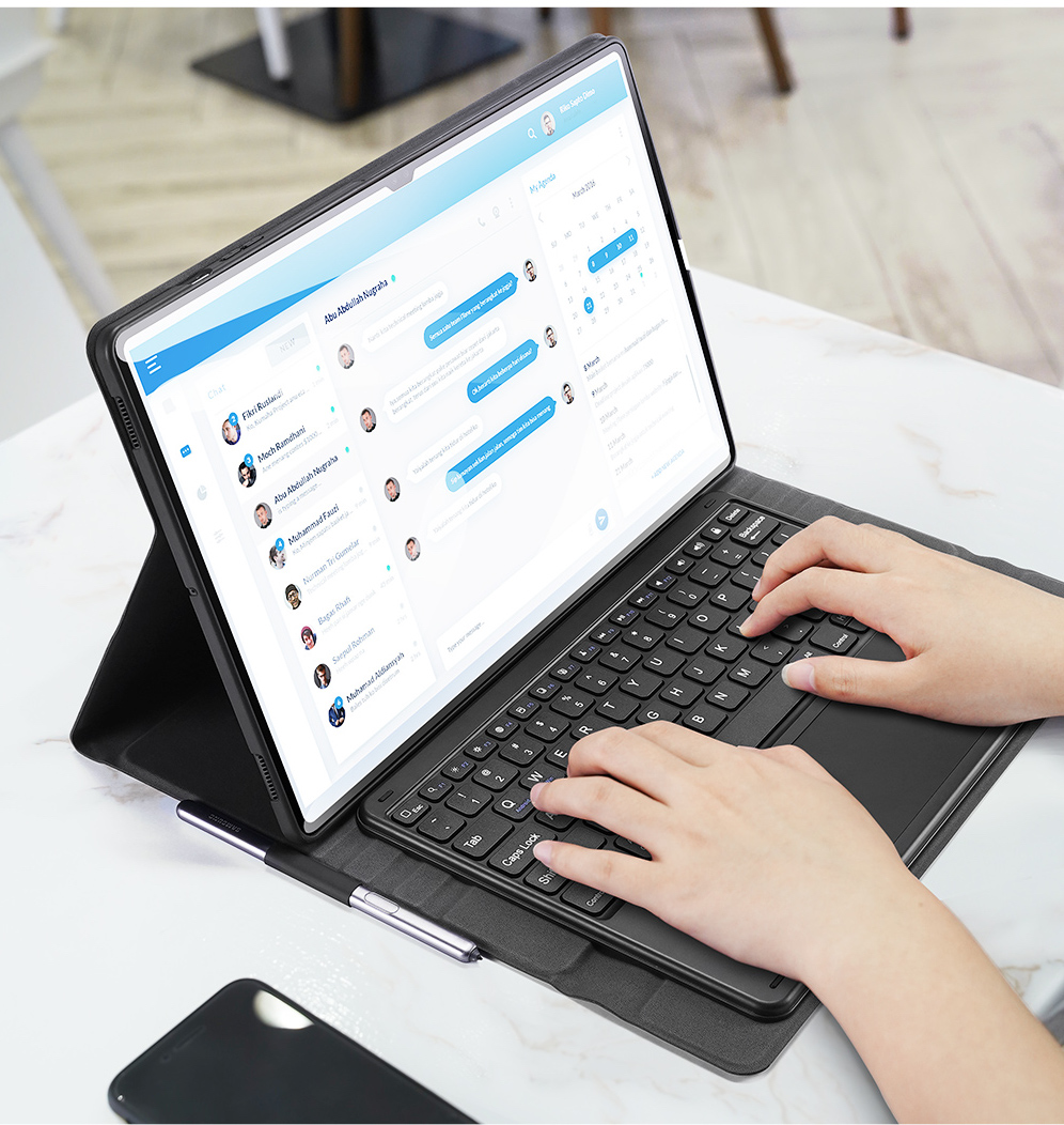 Bao Da Kèm bàn Phím Cho SamSung Tab S7, S7 FE, S7 Plus, Tab S8, S8 Plus Chính Hãng Dux Ducis Bàn Phím Kết Nối Bluetooth và Có Di Chuột TrackPad - Hàng Chính Hãng