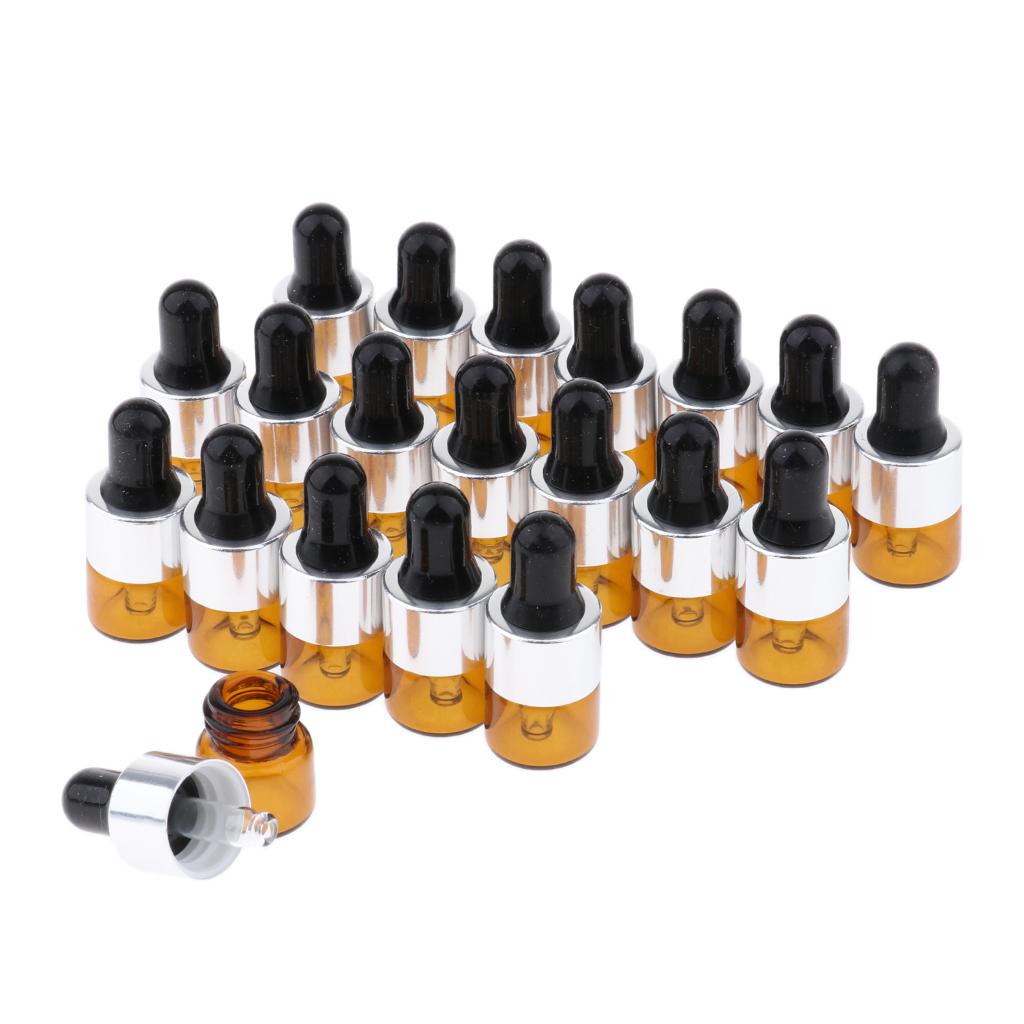 20Pcs Mini Refillable Dropper Bottles Essential Oils Cosmetics Perfume Applicator Pipette Makeup Sample Vials