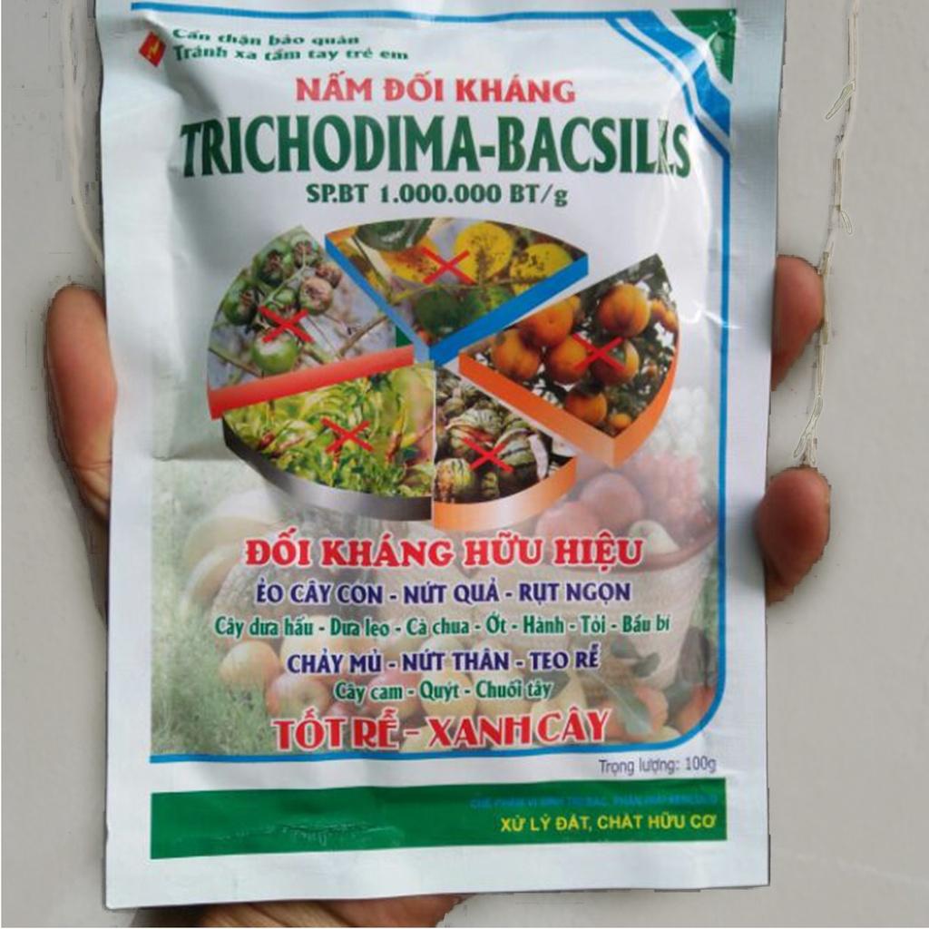 Chế phẩm vi sinh chứa nấm đối kháng trichoderma chống thối rễ, tạo mùn đất, phân hủy hữu cơ - túi 100g