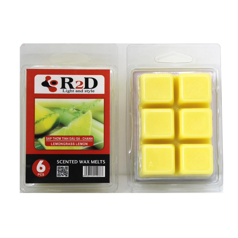 SÁP THƠM TINH DẦU SẢ - CHANH [SCENTED WAX MELTS – VỈ 6 VIÊN - 0367] ĐẾN TỪ THƯƠNG HIỆU R2D, LÀM TỪ NGUYÊN LIỆU TỰ NHIÊN, LÀNH TÍNH