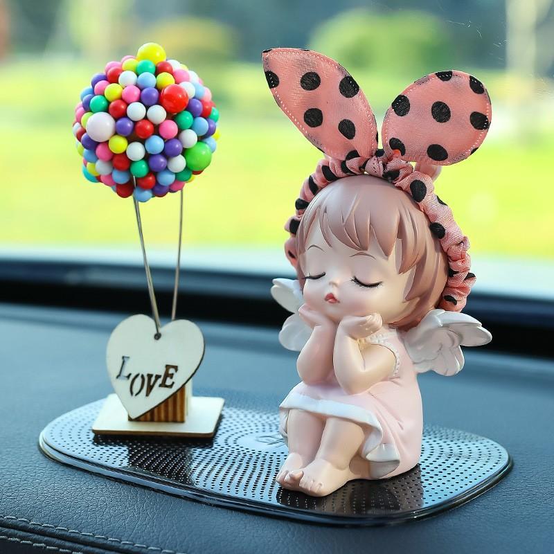 Trang Trí Taplo Xe Hơi Bé Gái Thiên Thần Có Cánh Dễ Thương - Decor Oto Nữ Giới Kèm Đế Bóng Bay
