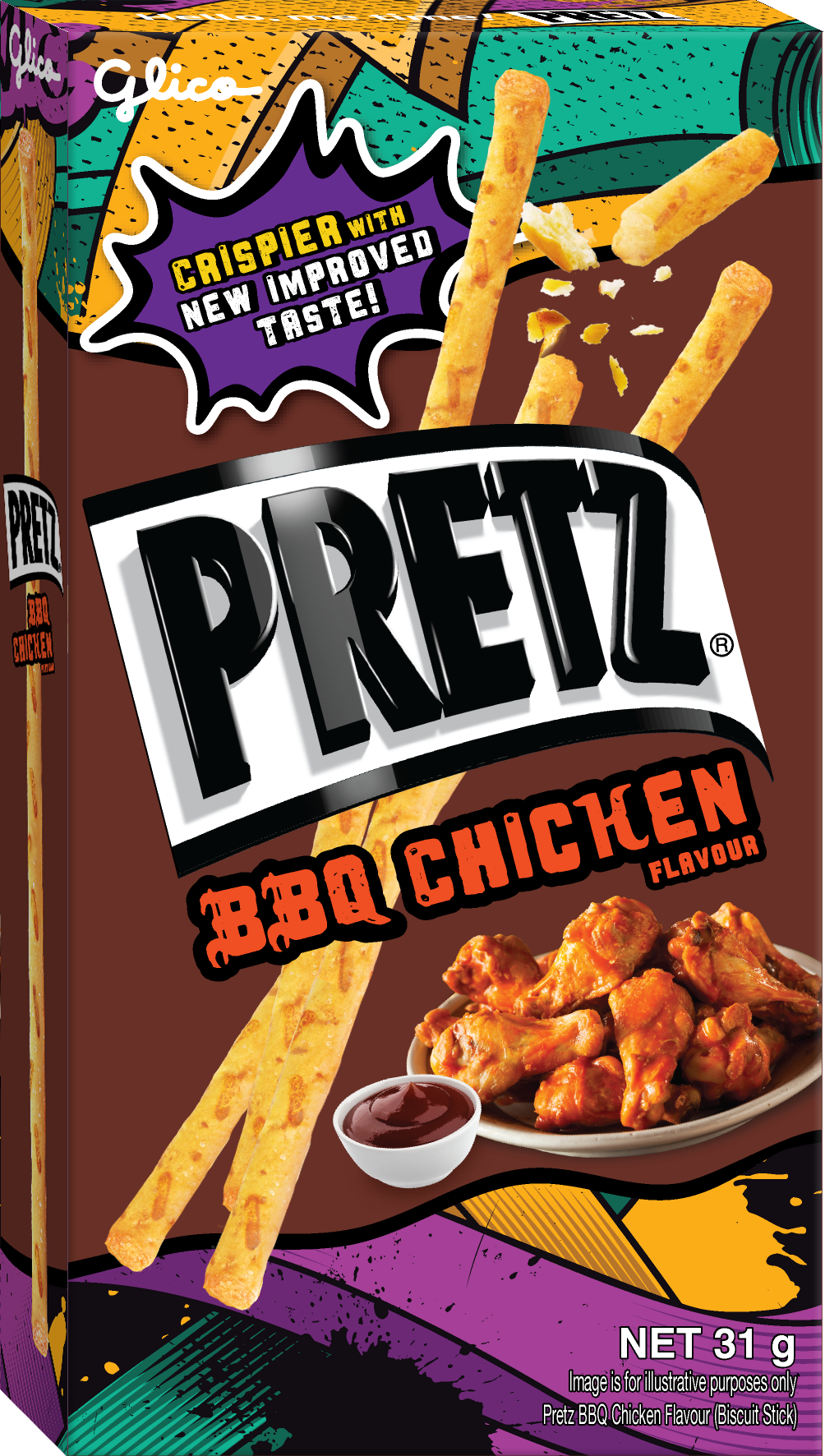 Bánh qua nướng giòn mix 2 vị gà nướng và pizza GLICO Pretz