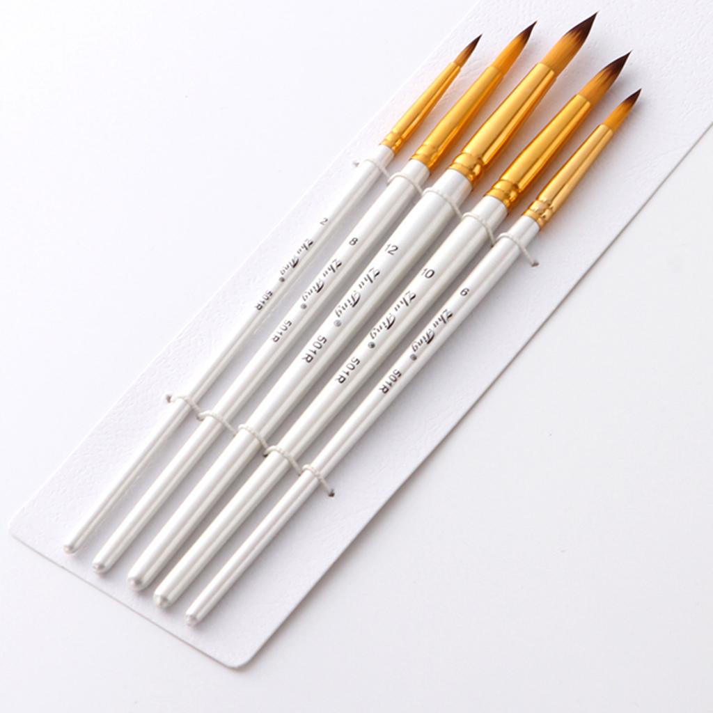 5 Gói Sơn Bộ Bàn Chải Tròn Điểm Đầu Lông Nylon Nghệ Sĩ Cung Cấp Nước Màu Sơn Dầu