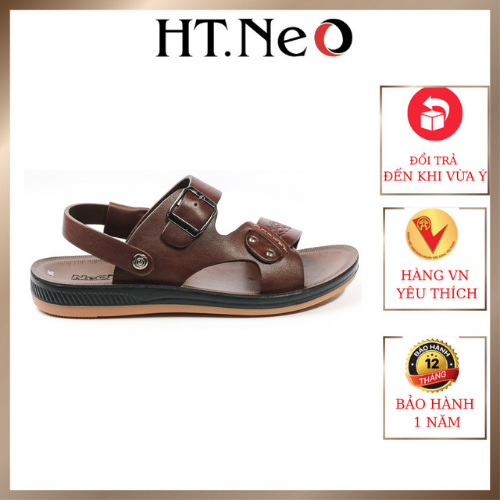 Giày sandal nam - dép nam HT.NEO 100% da bò mềm mại, đế cao su nguyên khối, khâu chân quai siêu chắc SD76