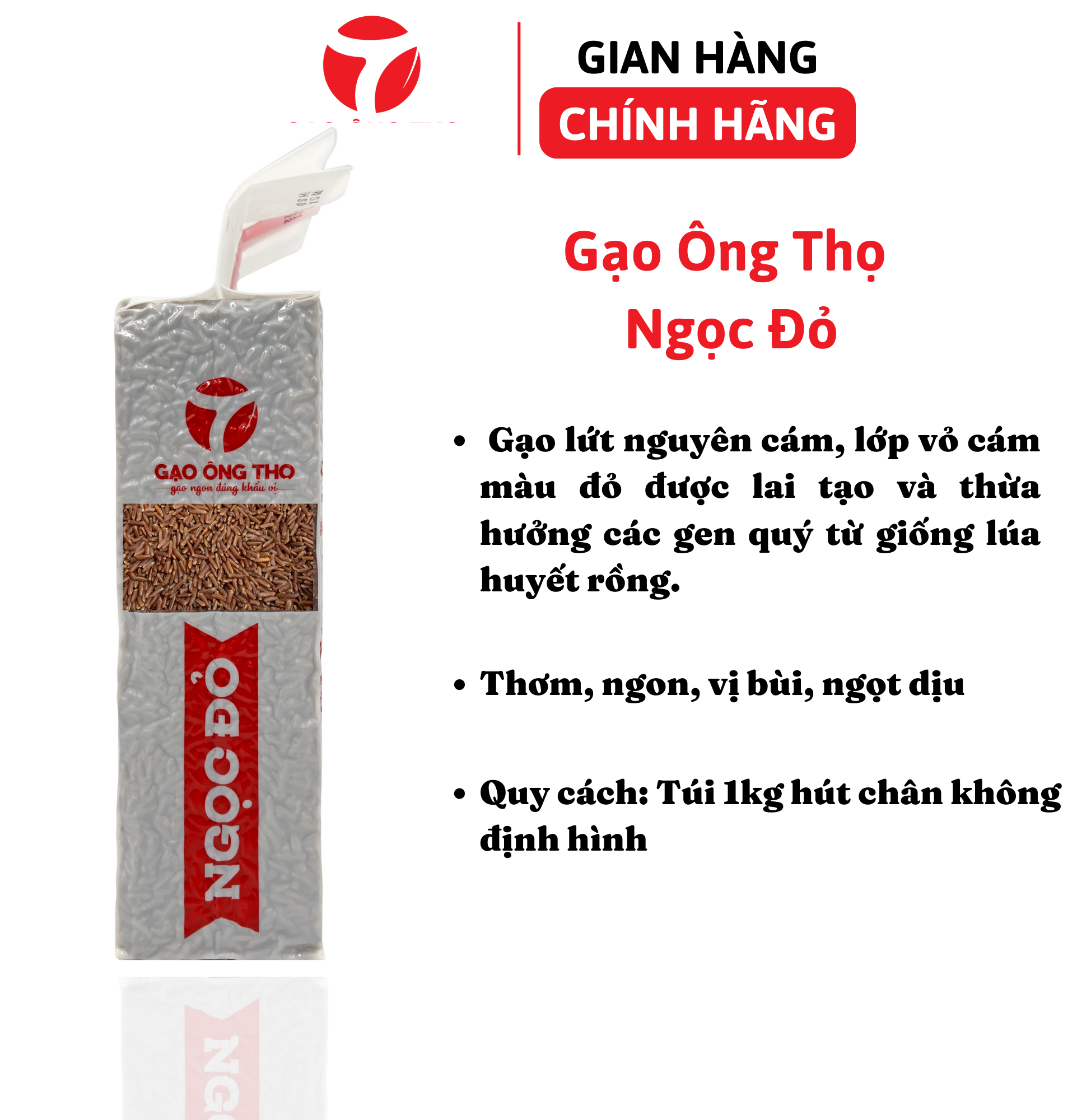 Gạo Ông Thọ - Ngọc Đỏ túi 1kg