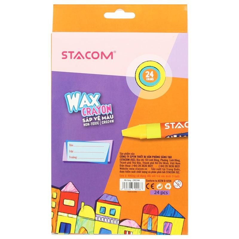 Hộp 24 Bút Sáp Màu Wax Crayon - Stacom CR024W