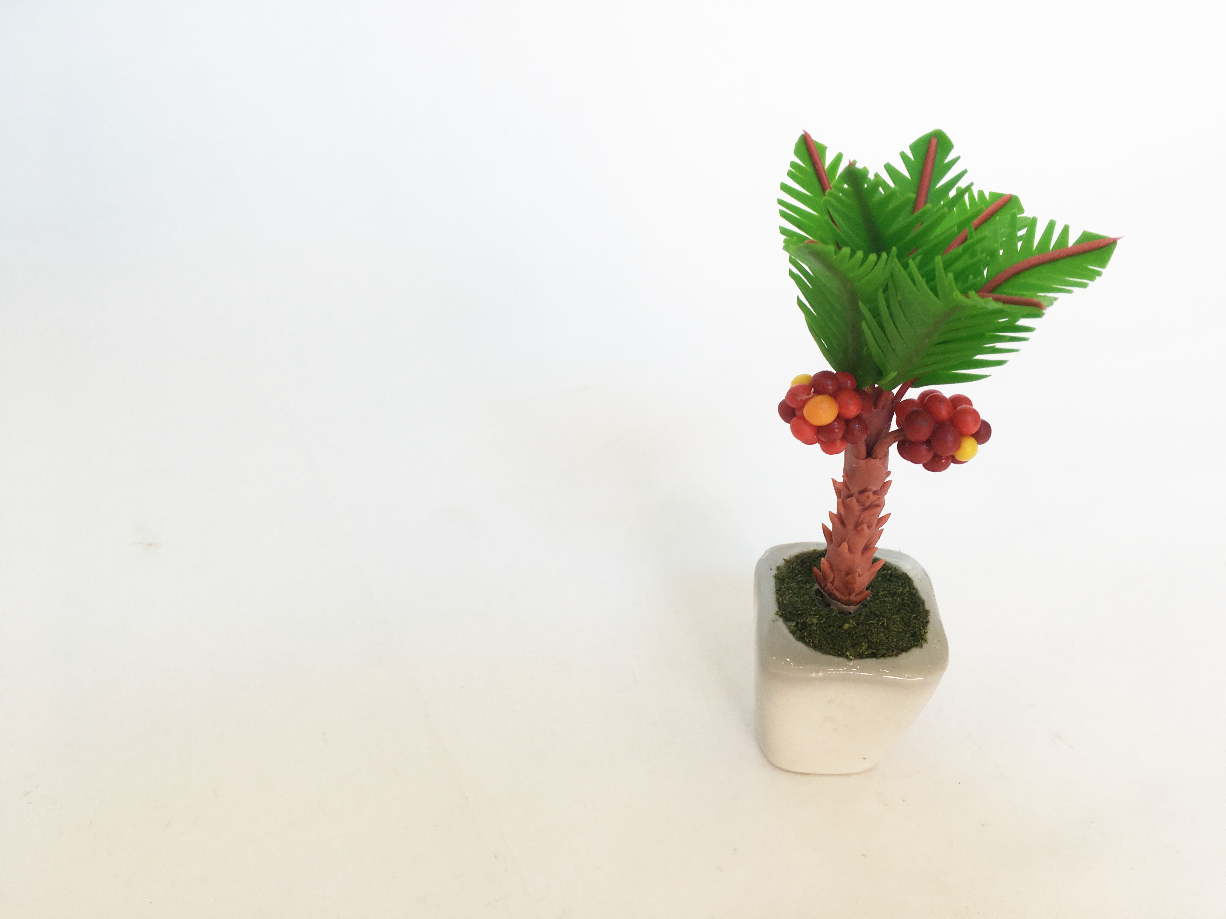 Chậu hoa đất sét mini - Cây cau phong thủy - Quà tặng trang trí handmade