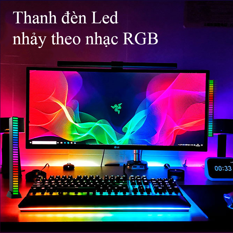 Thanh Đèn Led Nháy Theo Nhạc Nhôm Aluminum Có App Điều Khiển Đèn Led Theo Nhạc Nhấp Nháy Không Dây Đa Sắc RGB Quay VideoTiktok Triệu View Đèn Laser Phòng Bay Cảm Ứng Chớp Theo Nhạc Pin Trâu Trang Trí Ô Tô Nhà Cửa