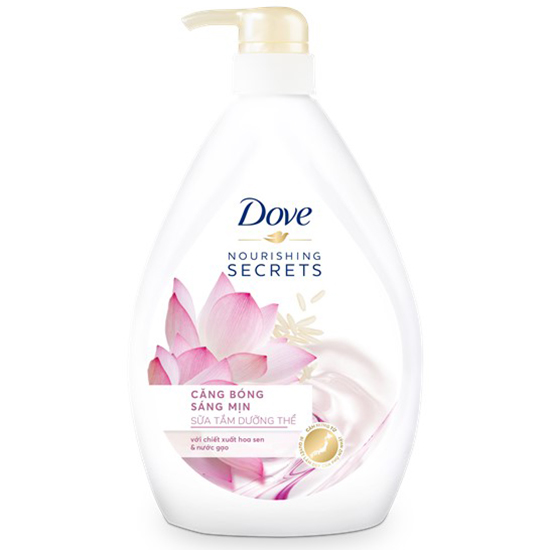 Sữa Tắm Dưỡng Thể Từ Thiên Nhiên 530G Dove Căng Bóng Sáng Mịn Với Chiết Xuất Hoa Sen Và Nước Gạo