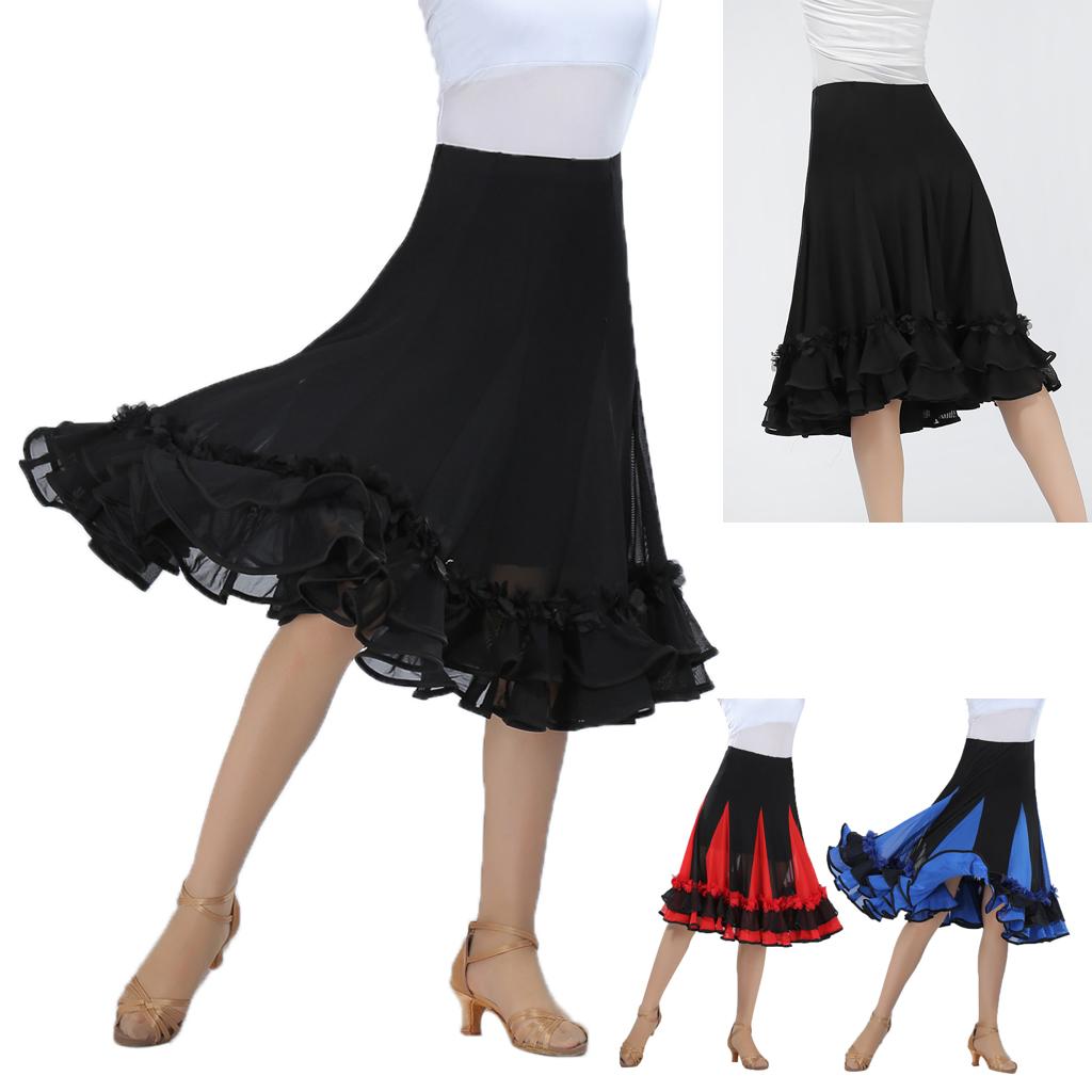 Elegant Ballroom Dancing Latin Waltz Dance Party Big Swing Mesh Skirt