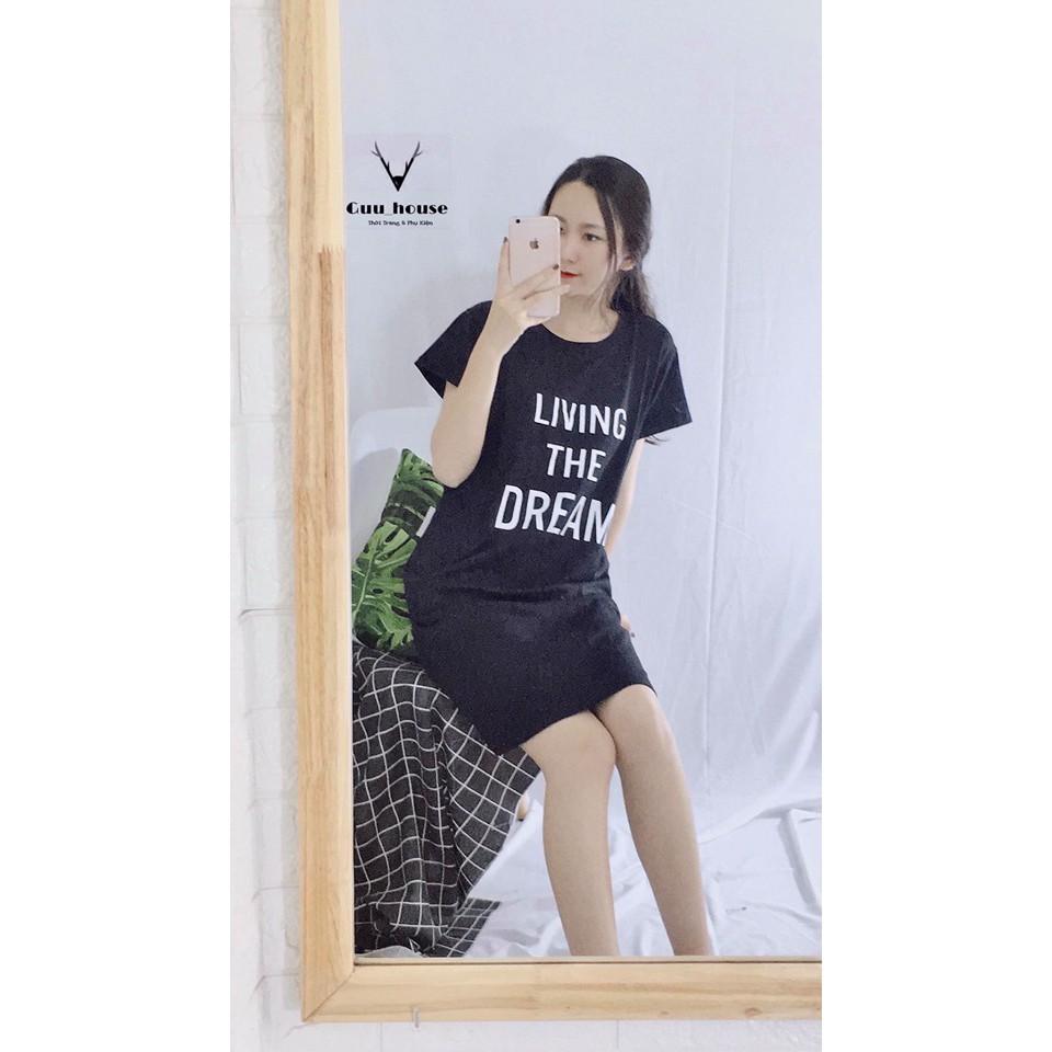 Đầm suông nữ - váy xuông cotton cổ tròn form rộng vải đẹp