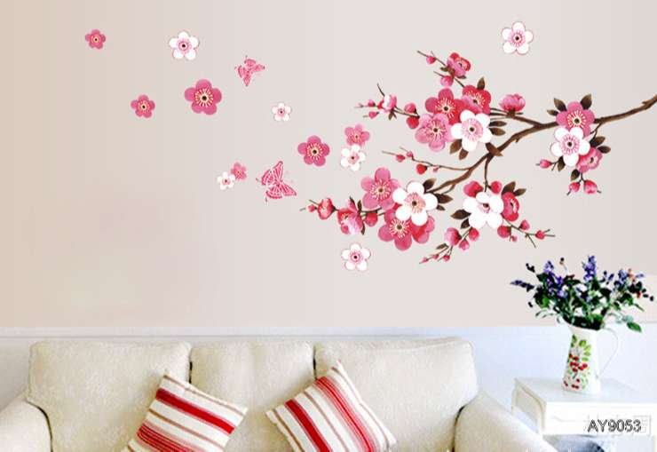 Decal Cành Hoa Đào Đỏ -AY9053