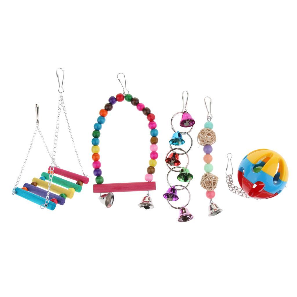 5PCS Parakeet Bird Toys Bird Perches Swing Toys Bridge Toys for Parakeets