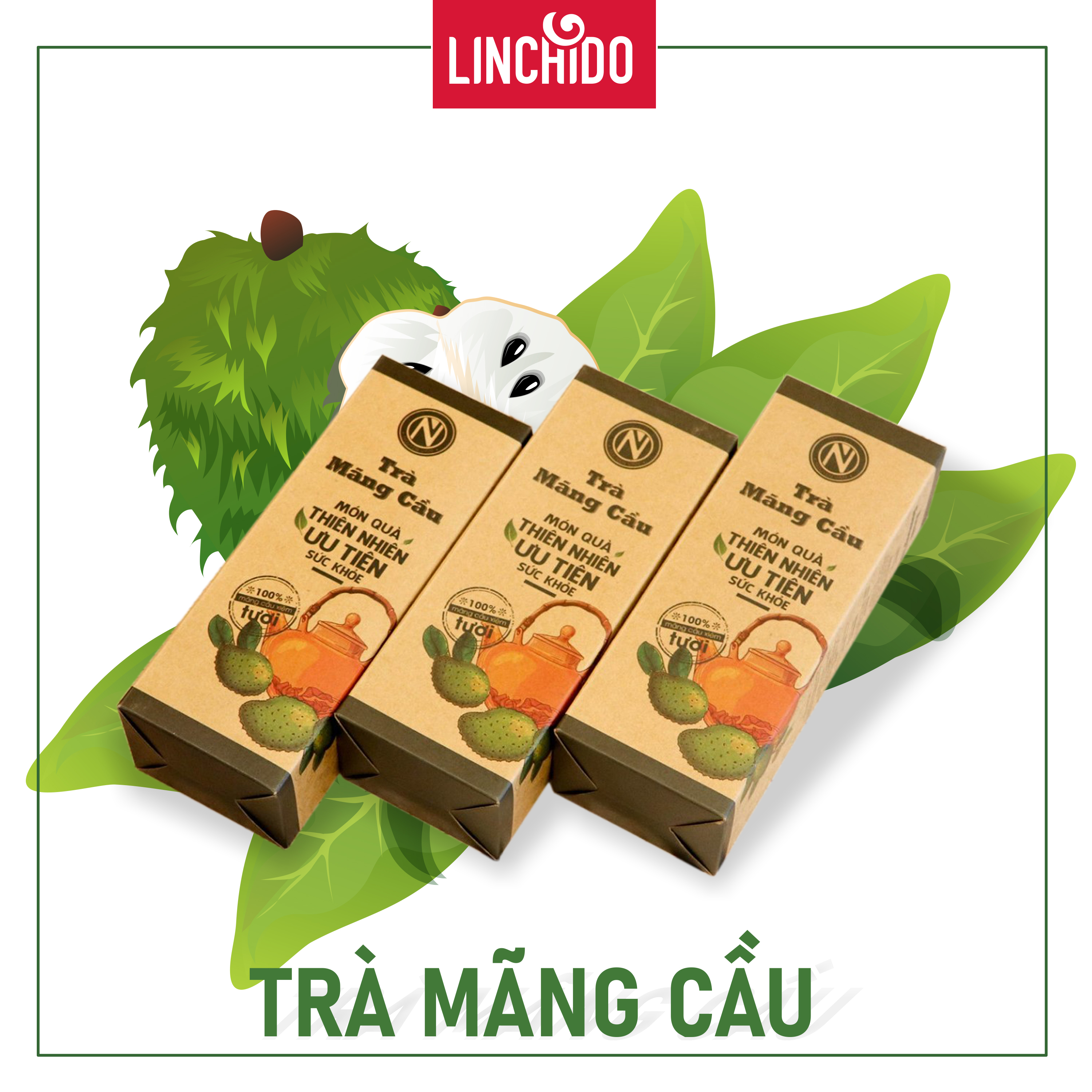 [ COMBO 3 HỘP ] Trà Mãng Cầu Nguyễn Văn - 100% mãng cầu xiêm tươi sấy khô - Hộp 100 GRAM