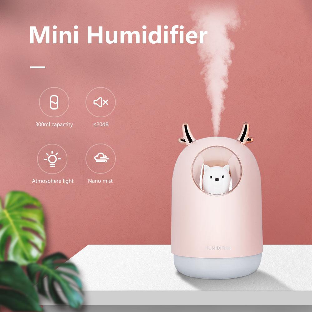 Mini Thú Cưng Máy Phun Sương Tạo Độ Ẩm 300Ml Nhỏ Thoáng Mát Sương Tạo Ẩm USB Di Động Cá Nhân Để Bàn Humidifi Cho Bé Phòng Ngủ Văn Phòng Du Lịch Nhà