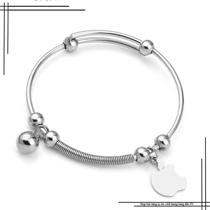 Lắc tay inox nữ, Vòng tay nữ kèm phụ kiện trái táo thời trang thép không gỉ- LTQC05