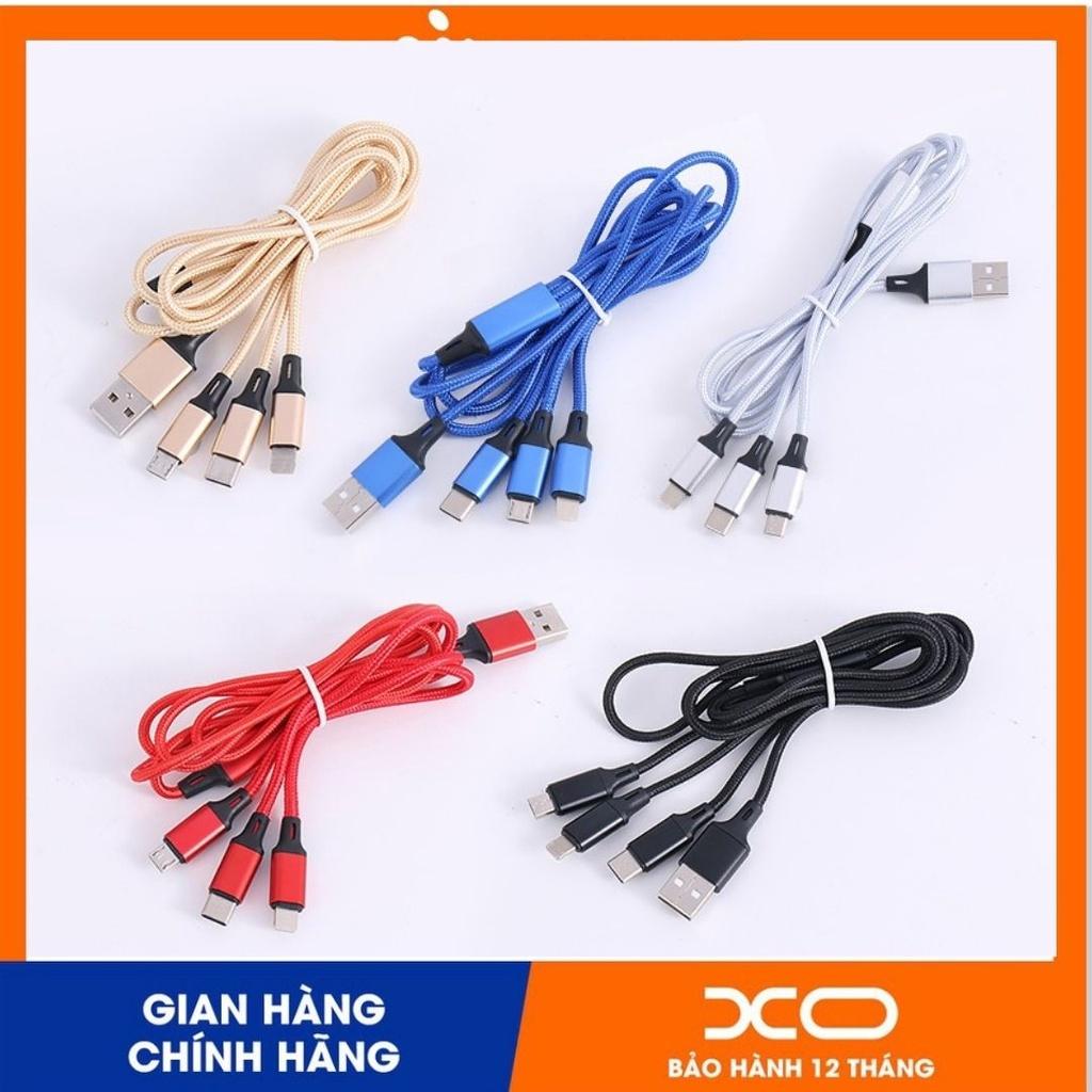 Dây Sạc điện thoại 3in1 gồm microUSB, Type-C siêu bền | Đầu Bọc Dù đa năng mã sản phẩm LY460