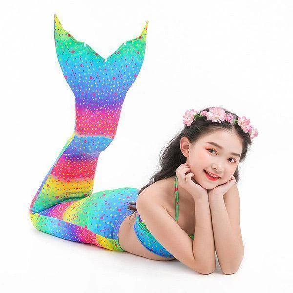 Cầu Vồng Đuôi Cá Nàng Tiên Cá Đuôi Trang Phục Trẻ Em Người Cá Cosplay Bé Gái Lạ Mắt Đầm Halloween