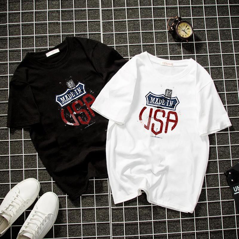 Áo thun unisex form rộng chữ kiều USA vải dày mịn 2019T1734